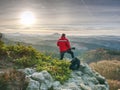 Photographer climbed on peak for photographing the sunrise