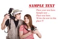 Photographer couple with digital camera. Royalty Free Stock Photo