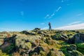 Photographer exploring The Eldhraun lava field in Iceland Royalty Free Stock Photo