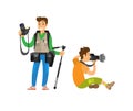 Photographer Freelancer Men Taking Pictures Vector