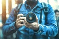Photographer hand camera