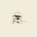 Photographer hand drawn logo vector