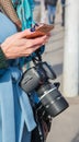 Photographer in the street photo process of shooting Royalty Free Stock Photo