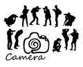 Photographer Hunting Activity Silhouettes, art vector design