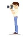 Photographer illustration, vector cartoon style character.