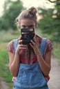 Photographer and instant camera