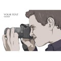 The photographer looks into the camera lens. Vector Royalty Free Stock Photo