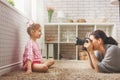 Photographer in motion. Royalty Free Stock Photo