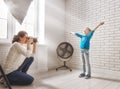 Photographer in motion. Royalty Free Stock Photo