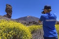 Photographer near the Teide volcano in Tenerife. The volcano El Teide in Tenerife, Spain Royalty Free Stock Photo