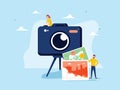 Photographer occupation vector illustration. Flat tiny camera picture person concept. Professional digital film