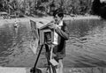Photographer with old camera in Chapultepec park Royalty Free Stock Photo