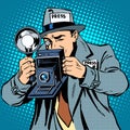 Photographer paparazzi at work press media camera Royalty Free Stock Photo