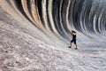 Photographer photographing the Wave rock in Hyden Western Australia