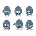 Photographer profession emoticon with blue grey easter egg cartoon character Royalty Free Stock Photo