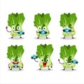 Photographer profession emoticon with bok choy cartoon character