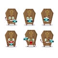 Photographer profession emoticon with coffin cartoon character