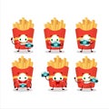 Photographer profession emoticon with french fries cartoon character Royalty Free Stock Photo