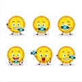 Photographer profession emoticon with italian cheese pizza cartoon character