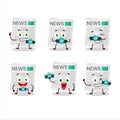 Photographer profession emoticon with newspaper cartoon character