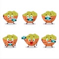 Photographer profession emoticon with mung beans cartoon character