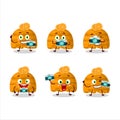 Photographer profession emoticon with orange ice cream scoops cartoon character