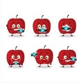 Photographer profession emoticon with red apple cartoon character Royalty Free Stock Photo