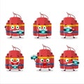 Photographer profession emoticon with red dynamite bomb cartoon character Royalty Free Stock Photo