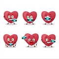 Photographer profession emoticon with red love gummy candy cartoon character