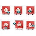 Photographer profession emoticon with toys block three cartoon character