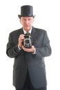 Photographer in a retro business suit Royalty Free Stock Photo