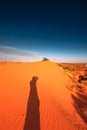 Red sand dune with ripple and blue sky Royalty Free Stock Photo