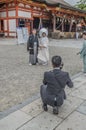 Photographer At A Shinto Wedding At Yasaka Kyoto Shrine Japan Royalty Free Stock Photo