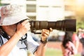 Photographer shooting soccer game.