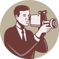 Photographer Shooting Video Camera Retro
