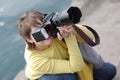 Photographer shots outdoor Royalty Free Stock Photo