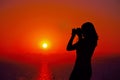Photographer silhouette at dusk Royalty Free Stock Photo