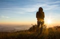 Photographer silhouette in outdoor with sunset Royalty Free Stock Photo