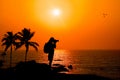 Photographer silhouette at sunset Royalty Free Stock Photo