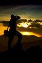 Photographer silhouette at sunset Royalty Free Stock Photo