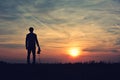 Photographer silhouette in the sunset Royalty Free Stock Photo