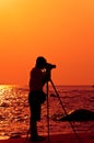 Photographer with sillouette in Hua Hin Beach