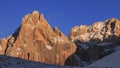 Photographer standing in front of Sunset over a Mountain in Tibetan Himalayan landscape in SiChuan province, China Royalty Free Stock Photo