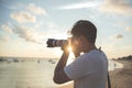 Photographer sunset Royalty Free Stock Photo