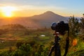 Photographer take the photo at high mountain Royalty Free Stock Photo