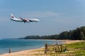 Photographer take picture of Malaysian airlines airplane ,boeing 738, landing at phuket airport
