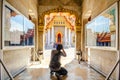 Photographer take a picture in marble temple
