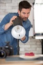 photographer taking food pictures in studio Royalty Free Stock Photo