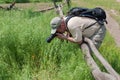 Photographer taking photo of butterfly