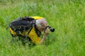 Photographer taking a photo of wild nature Royalty Free Stock Photo